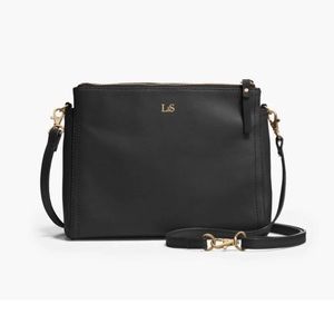 Lo & Sons the Pearl black dark gray Saffiano leather crossbody bag
